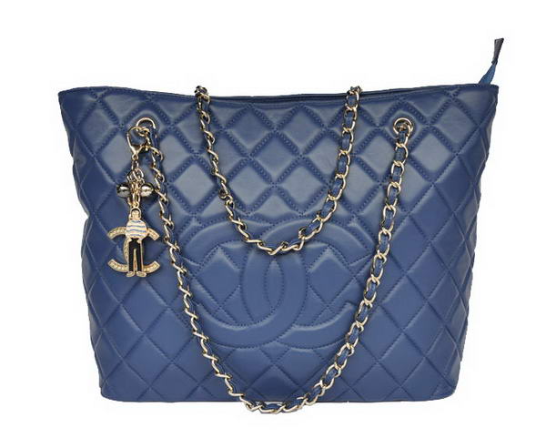 Replica 2012 Chanel Larege Lambskin Leather Tote Bag 2053 Royalblue On Sale